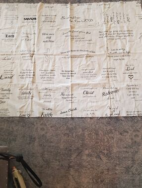 Inspirational Scripture Panel Fabric — Neutral Scripture Print Faith One Yard